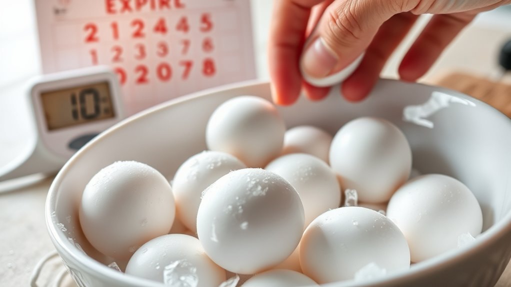 discard eggs showing spoilage