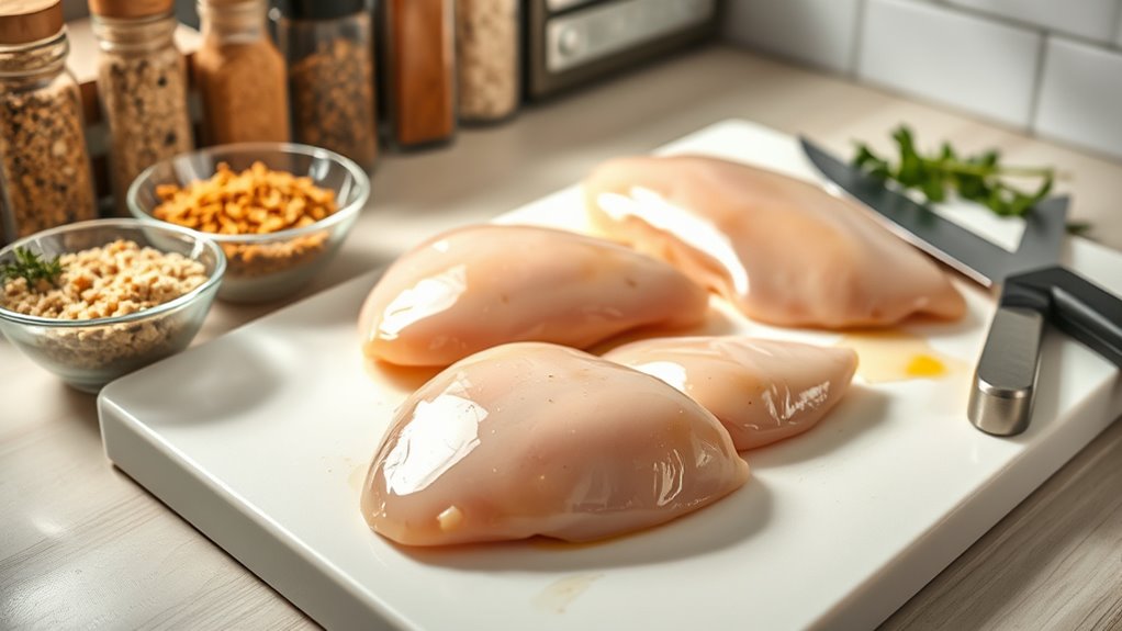 evenly pounded chicken cutlets