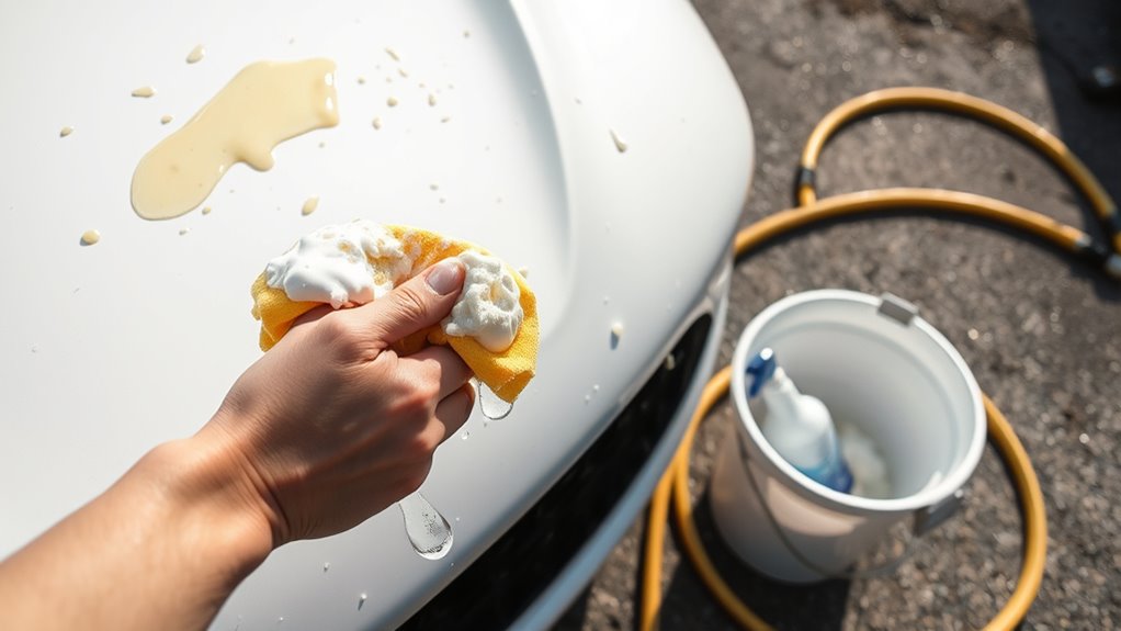 gently remove egg residue