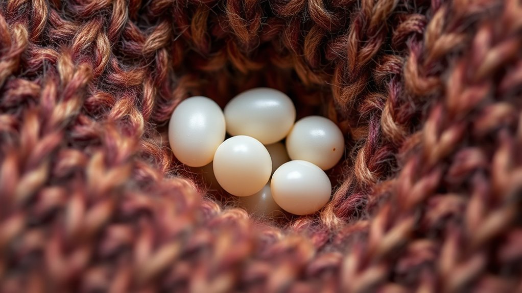 hidden egg laying in fabric folds