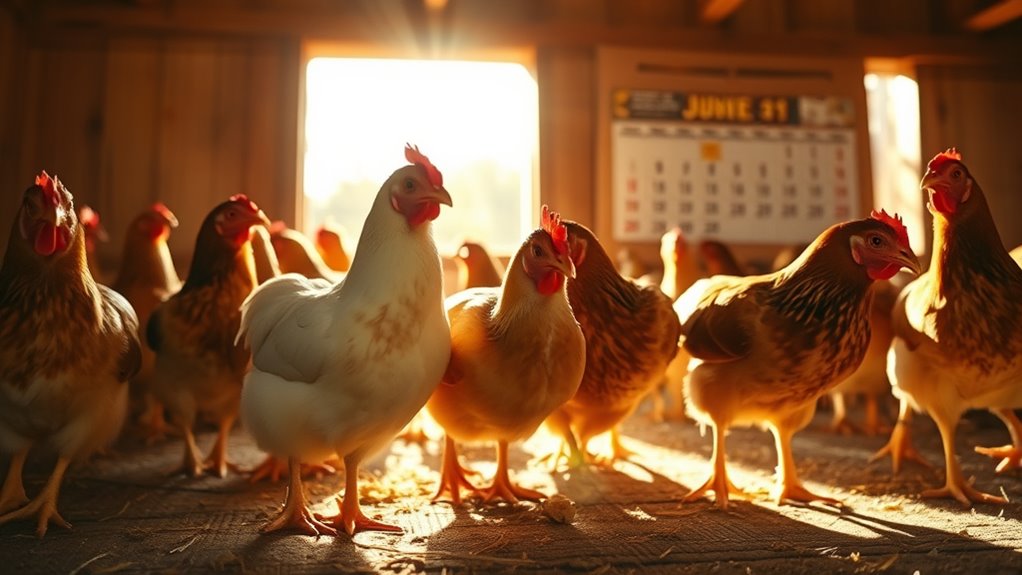 light exposure controls hen laying