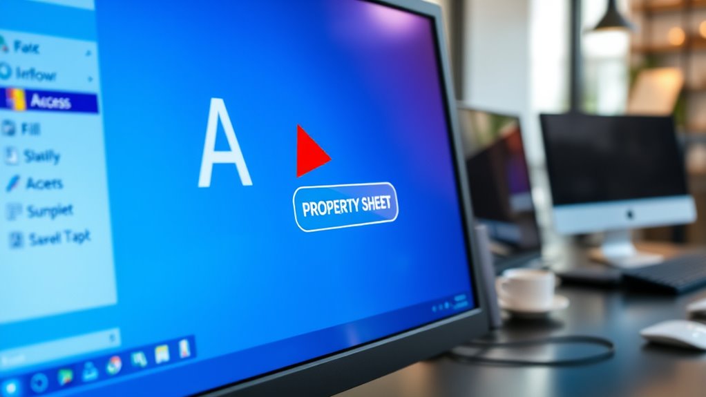 open property sheet in design