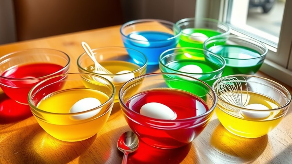 prepare colorful egg dye baths