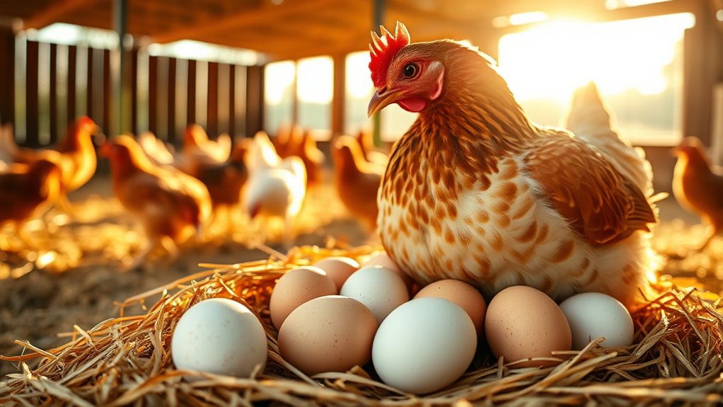 rooster fertilizes hen eggs