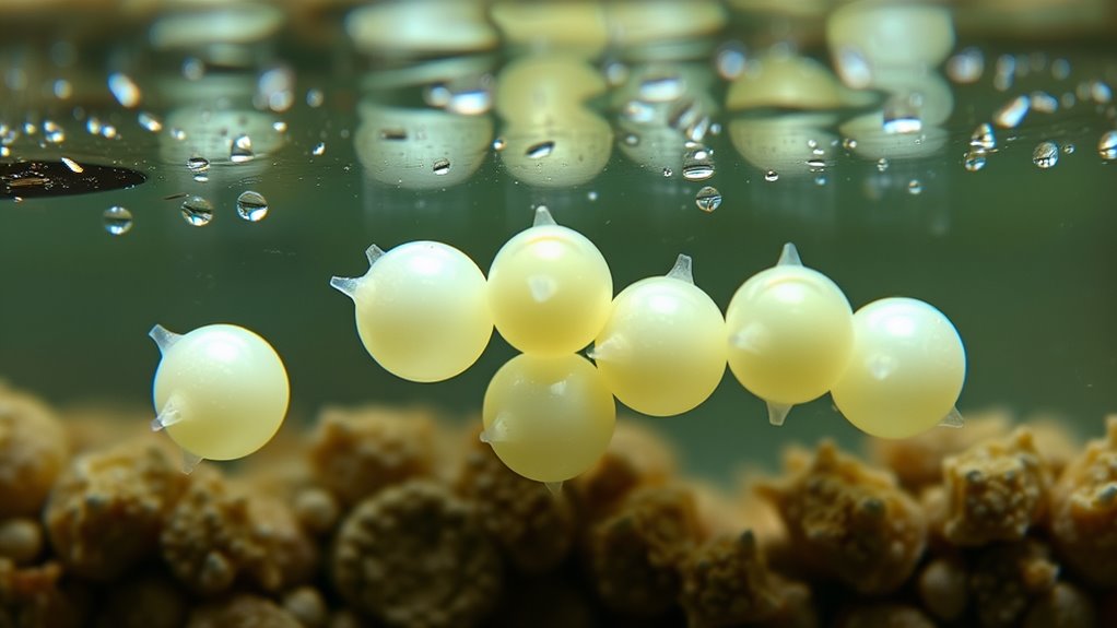small translucent egg clusters