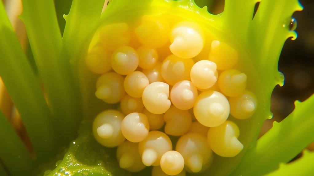 snail eggs size color location