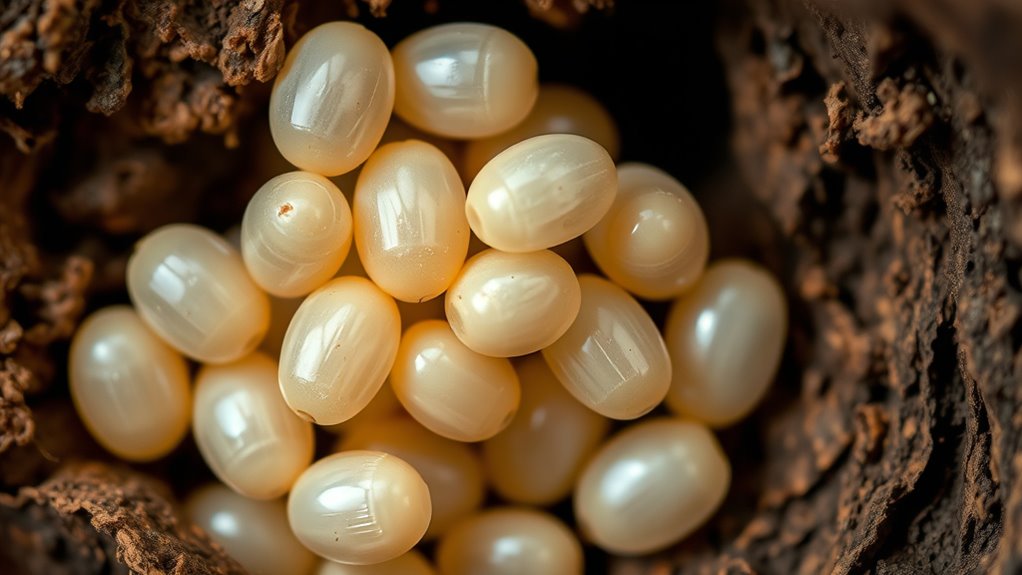 tiny oval translucent eggs