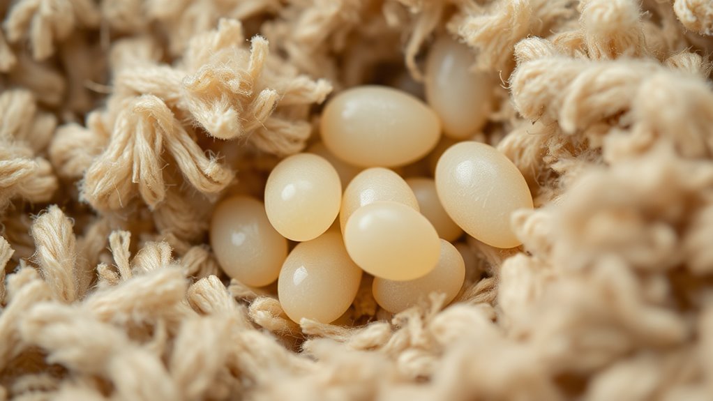 tiny translucent egg clusters