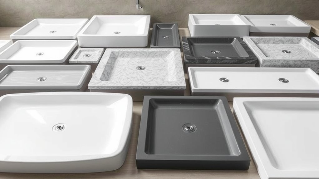 variety of shower pan sizes