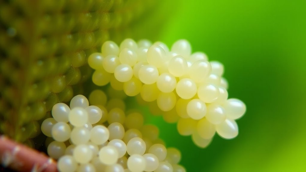 white sticky attached eggs